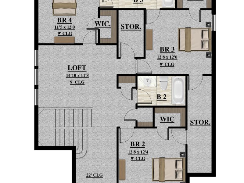 2nd Floor Plan Rendering min