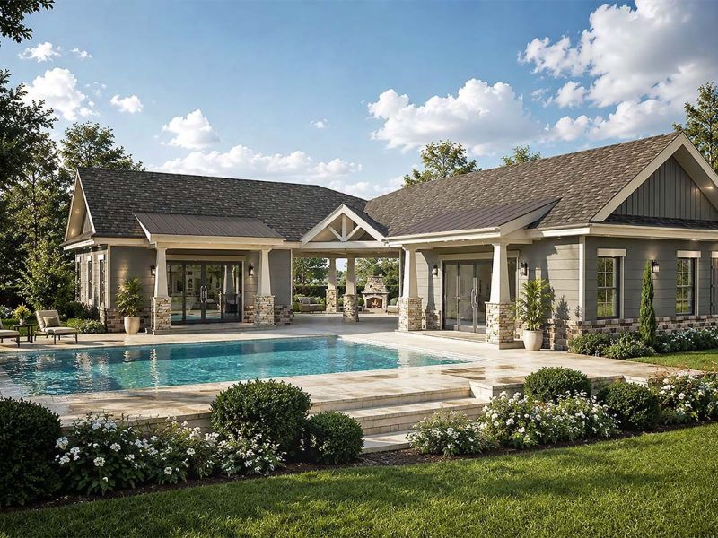 Pool house view rendering
